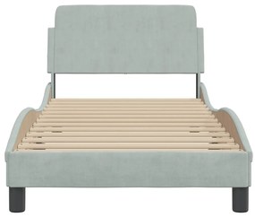 Estrutura de cama sem colchão 90x200 cm veludo cinzento-claro