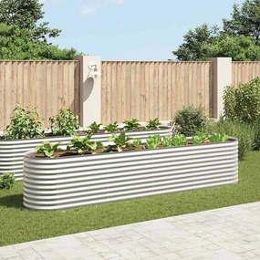 Canteiro elevado de jardim aço galvanizado 400x80x81cm prateado