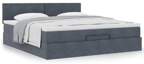 Estrutura de cama otomana com colchão 180x200cm cinzento escuro