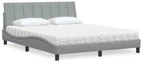 vidaXL Cama com colchão 160x200 cm tecido cinzento-claro