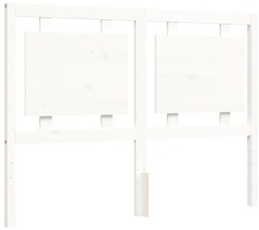 Estrutura de cama com cabeceira 140x190cm madeira maciça branco