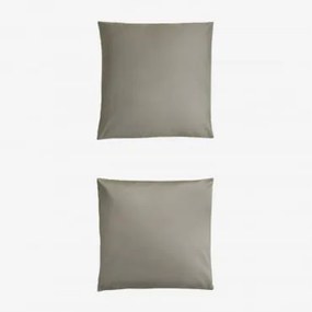 Conjunto De 2 Fronhas De Cetim Sampras 300 Fios Verde Cáqui & 60 X 60 Cm - Sklum