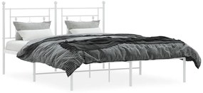 Estrutura de cama com cabeceira 160x200 cm metal branco