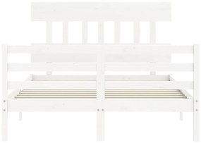Estrutura de cama com cabeceira 120x200cm madeira maciça branco
