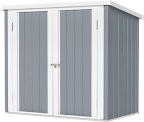 Abrigo de jardim 1,09 m² 2 portas com fechadura 147 x 86 x 134 cm chapa de aço Cinza claro e Branco