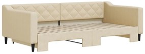 Sofá-cama com gavetão 100x200 cm tecido cor creme