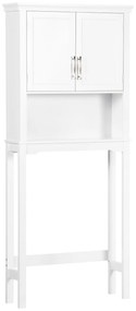 kleankin Armário sobre Sanita Armário Alto para Lavadora com 2 Portas Prateleira Interior Ajustável 71x20,5x165cm Branco | Aosom Portugal