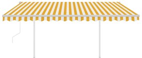 Toldo retrátil automático com postes 4x3,5 m amarelo e branco