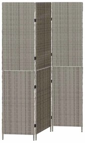 Divisor de Ambiente 3 Painéis Dobrável Cinza 147x180 cm Poly Rattan