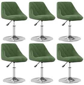 Cadeiras de jantar giratórias 6 pcs veludo verde-escuro