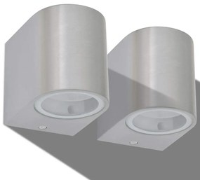 Candeeiros parede LED inferior p/exterior 2 pcs redondo