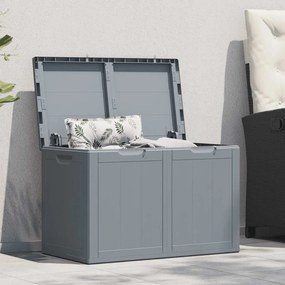 vidaXL Caixa de arrumação para jardim 180 L PP aparência de madeira cinzento