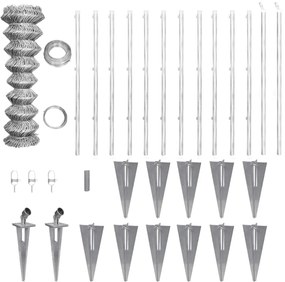 Cerca de arame com postes/espetos 25x1,5 m aço galvanizado