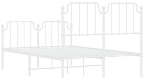 Estrutura de cama com cabeceira e pés 120x200 cm metal branco