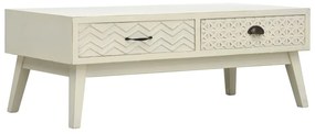 vidaXL Mesa de centro 2 gavetas esculpidas 110x50x40 madeira cinzento