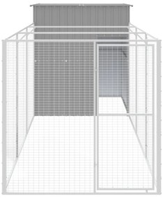 Casota cães c/ parque 165x455x181 cm aço galvaniz. cinza-claro