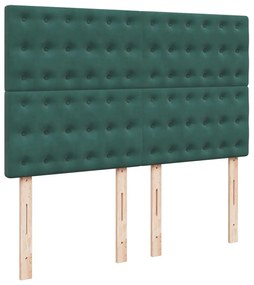 Cama com molas/colchão 160x200 cm veludo verde-escuro