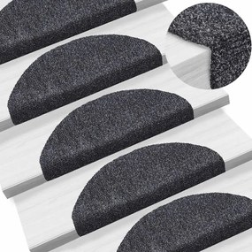 Tapetes de escada adesivos 15 pcs 65x21x4 cm cinzento escuro