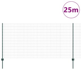 Cercas Euro com 11 postes U Verde 1,2x25 m Aço