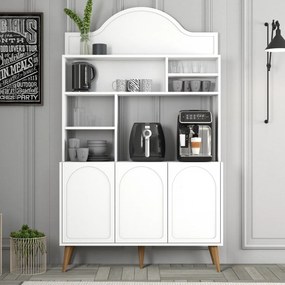 Armário de Cozinha/Sala "Caffè" - Branco e Nogueira - 120x202x35cm - D