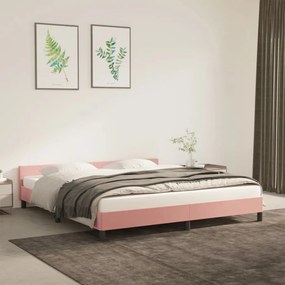 347584 vidaXL Estrutura de cama c/ cabeceira 160x200 cm veludo rosa