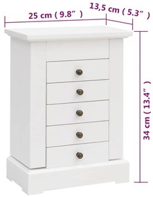 Guarda-joias com espelho MDF 25x13,5x34 cm