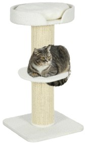 PawHut Arranhador Gatos 91 cm 3 Níveis Ninho Plataforma Poste Sisal Confortável 45x45x91 cm Creme Ideal para Gatos | Aosom Portugal