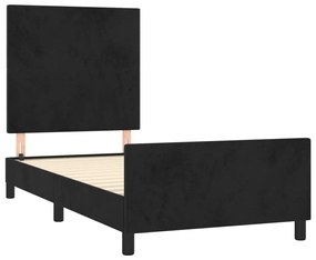 Estrutura de cama c/ cabeceira 90x200 cm veludo preto