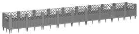 Vaso/floreira jardim c/ estacas 363,5x43,5x43,5 cm cinza-claro
