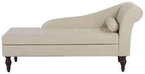 Chaise-longue à direita com arrumação em pele sintética creme PESSAC II Beliani