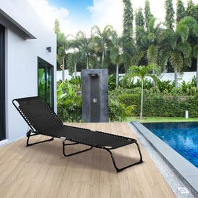 Outsunny Espreguiçadeira Dobrável e Ajustável em 4 Posições Espreguiçadeira Reclinável de Jardim para Exterior Estrutura de Aço 197x58x76cm Preto