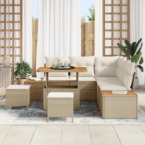 Conjunto de Sofá de Jardim vidaXL de 8 Peças com Almofadas Rattan Poli