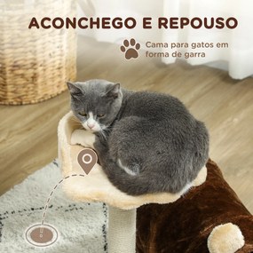 Arranhador para Gatos com Túnel Cama Plataforma Bola Suspensa e Poste de Juta 45x40x47 cm Castanho escuro