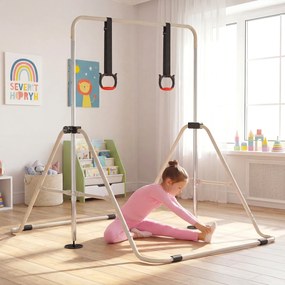 Barra de Ginástica para Crianças, 111,5 x 144,5 x 132 cm, Ajustável em 4 Níveis de Altura, Verde