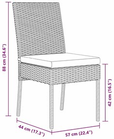 Conjunto de Jantar para Jardim - 3 Peças em Rattan Sintético Cinza