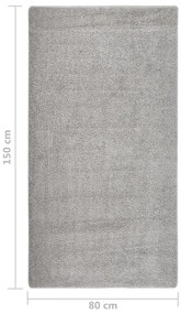 Tapete shaggy 80x150 cm antiderrapante cinzento-claro