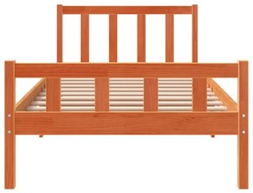 Cama sem colchão 75x190 cm madeira de pinho maciça castanho-mel