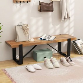 Banco de entrada 152,5 cm Estrutura metálica Rústica Sapateira de madeira Rústica  Carga 300 kg Natural