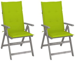 vidaXL Cadeiras jardim reclináveis c/ almofadões 2 pcs acácia maciça