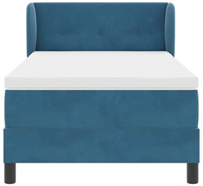 Cama Box Spring com Colchão Azul Escuro 90x190 cm em Veludo