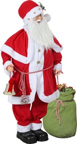 Figura de Pai Natal Decorativa, 55 x 21 x 140 cm, Animada com Efeitos Sonoros, Vermelho