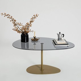 Mesa de Centro Porto – Cinzento Escuro e Dourado – 90 x 40 x 60 cm