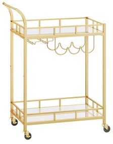 Carrinho de bar com duas prateleiras espelhadas | VASAGLE | 65,8 x 38 x 90,2 cm | LRC092A62.