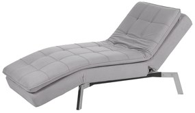 Chaise-longue ajustável em veludo cinzento claro LOIRET Beliani