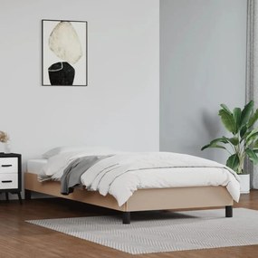 vidaXL Estrutura de cama 100x200 cm couro artificial cappuccino