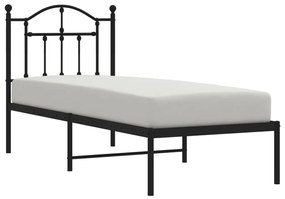 Estrutura de cama com cabeceira 75x190 cm metal preto