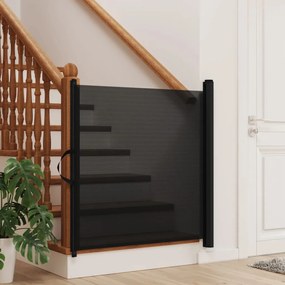 Portão retrátil p/ animais de estimação 82,5x125 cm preto