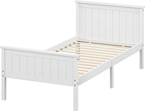 Estrutura de cama 90 x 200 cm, (COLCHÃO NÃO INCLUIDO) cama individual em madeira maciça com base de ripas, cabeceira e pés incluídos, montagem fácil,