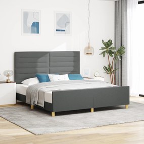 Cama vidaXL Cinza Escuro 180x200 cm Tecido