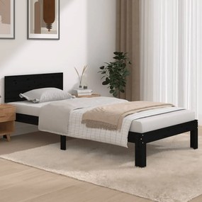 vidaXL Estrutura de cama solteiro 90x190 cm madeira maciça preto